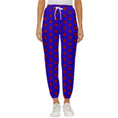 Blue Pattern Red Texture Women s Cropped Drawstring Pants