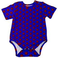 Blue Pattern Red Texture Baby Short Sleeve Bodysuit