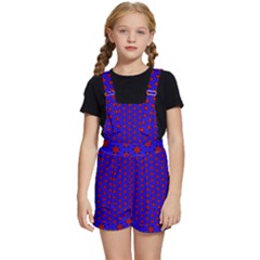 Blue Pattern Red Texture Kids  Short Overalls