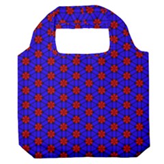 Blue Pattern Red Texture Premium Foldable Grocery Recycle Bag