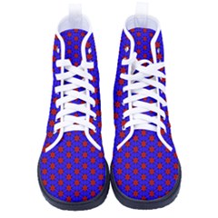 Blue Pattern Red Texture Kid s High-top Canvas Sneakers