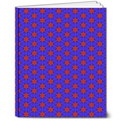 Blue Pattern Red Texture 8  X 10  Hardcover Notebook