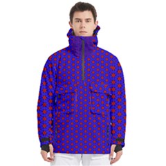 Blue Pattern Red Texture Men s Pullover Zip Ski And Snowboard Waterproof Breathable Jacket