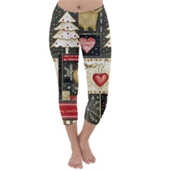 Christmas Reindeer Capri Winter Leggings  by Posterlux