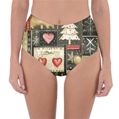 Christmas Reindeer Reversible High-waist Bikini Bottoms by Posterlux