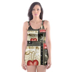 Christmas Reindeer Skater Dress Swimsuit