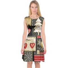 Christmas Reindeer Capsleeve Midi Dress by Posterlux