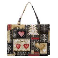 Christmas Reindeer Zipper Medium Tote Bag