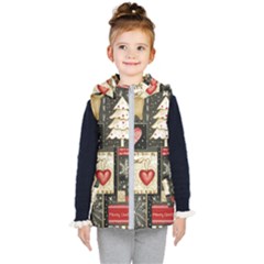 Christmas Reindeer Kids  Hooded Puffer Vest by Posterlux