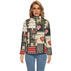 Christmas Reindeer Women s Puffer Bubble Jacket Coat by Posterlux