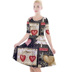 Christmas Reindeer Quarter Sleeve A-line Dress