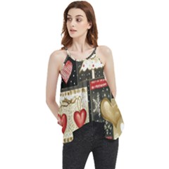 Christmas Reindeer Flowy Camisole Tank Top