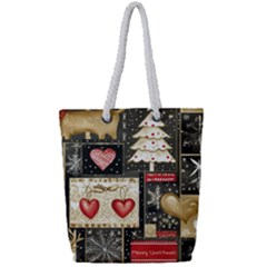 Christmas Reindeer Full Print Rope Handle Tote (small)