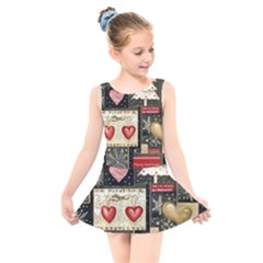 Christmas Reindeer Kids  Skater Dress Swimsuit by Posterlux