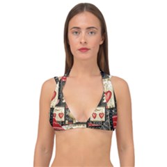 Christmas Reindeer Double Strap Halter Bikini Top