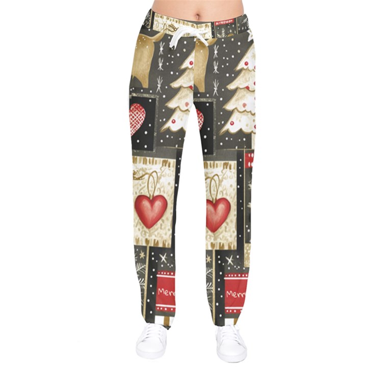 Christmas Reindeer Women Velvet Drawstring Pants