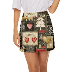 Christmas Reindeer Mini Front Wrap Skirt by Posterlux