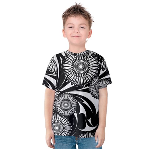 Modern Flowers Vector Seamless Pattern Kids  Cotton T-shirt by Hannah976