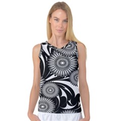 Modern Flowers Vector Seamless Pattern Women s Basketball Tank Top