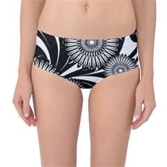 Modern Flowers Vector Seamless Pattern Mid-waist Bikini Bottoms