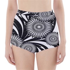 Modern Flowers Vector Seamless Pattern High-waisted Bikini Bottoms