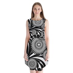 Modern Flowers Vector Seamless Pattern Sleeveless Chiffon Dress  