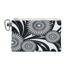 Modern Flowers Vector Seamless Pattern Canvas Cosmetic Bag (medium)