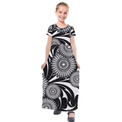 Modern Flowers Vector Seamless Pattern Kids  Short Sleeve Maxi Dress