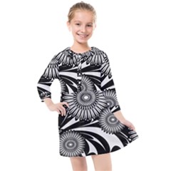 Modern Flowers Vector Seamless Pattern Kids  Quarter Sleeve Shirt Dress