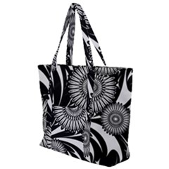 Modern Flowers Vector Seamless Pattern Zip Up Canvas Bag