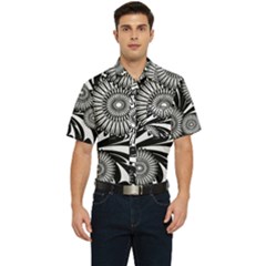 Modern Flowers Vector Seamless Pattern Men s Short Sleeve Pocket Shirt 