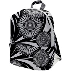 Modern Flowers Vector Seamless Pattern Zip Up Backpack