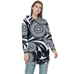 Modern Flowers Vector Seamless Pattern Women s Long Oversized Pullover Hoodie