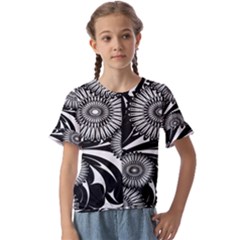 Modern Flowers Vector Seamless Pattern Kids  Cuff Sleeve Scrunch Bottom T-shirt