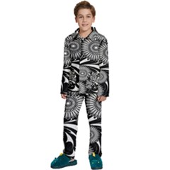 Modern Flowers Vector Seamless Pattern Kids  Long Sleeve Velvet Pajamas Set