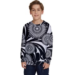 Modern Flowers Vector Seamless Pattern Kids  Crewneck Sweatshirt