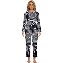 Modern Flowers Vector Seamless Pattern Womens  Long Sleeve Lightweight Pajamas Set