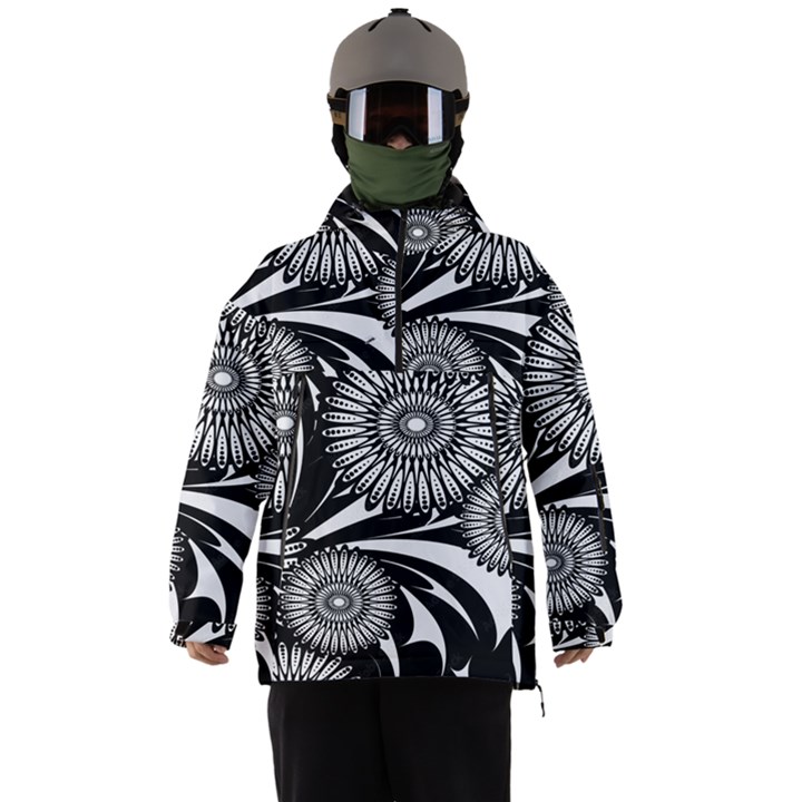 Modern Flowers Vector Seamless Pattern Men s Ski and Snowboard Waterproof Breathable Jacket