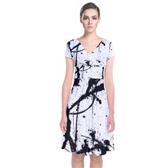 Inksplats Short Sleeve Front Wrap Dress