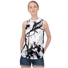 Inksplats High Neck Satin Top