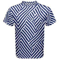 Blue And White Abstract Stripes Men s Cotton T-shirt