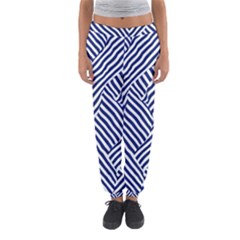 Blue And White Abstract Stripes Women s Jogger Sweatpants