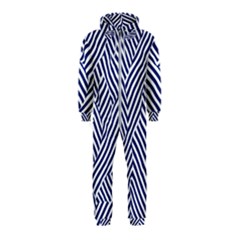 Blue And White Abstract Stripes Hooded Jumpsuit (kids) by SpinnyChairDesigns