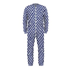 Blue And White Abstract Stripes Onepiece Jumpsuit (kids)