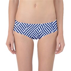 Blue And White Abstract Stripes Classic Bikini Bottoms