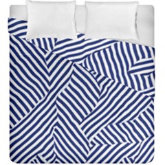 Blue And White Abstract Stripes Duvet Cover Double Side (king Size)