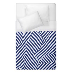 Blue And White Abstract Stripes Duvet Cover (single Size)