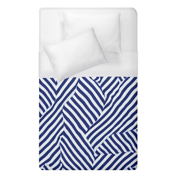 Blue and White Abstract Stripes Duvet Cover (Single Size)