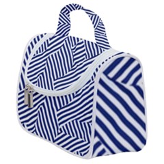 Blue And White Abstract Stripes Satchel Handbag