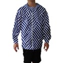 Blue and White Abstract Stripes Kids  Hooded Windbreaker View1